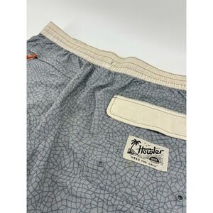 Howler Brothers Mens Grey Geometric Board Shorts Swim Trunks Size 38 Drawstring